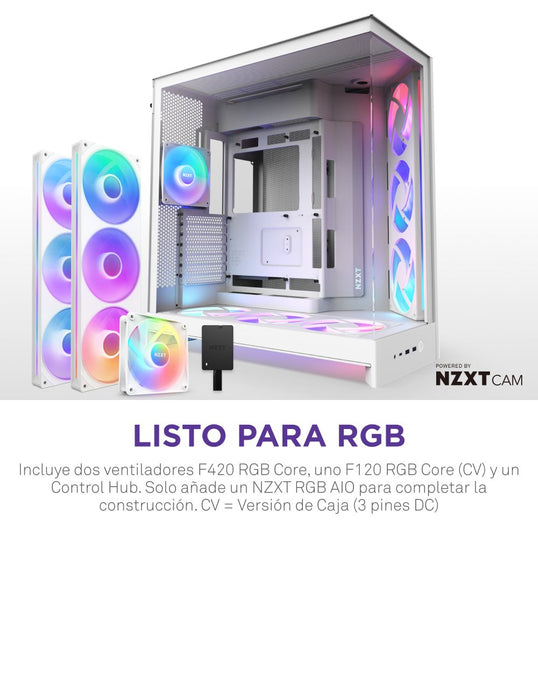 EAN 5056547207674 - NZXT H9 Flow RGB+ Midi Tower Blanco imagen 3