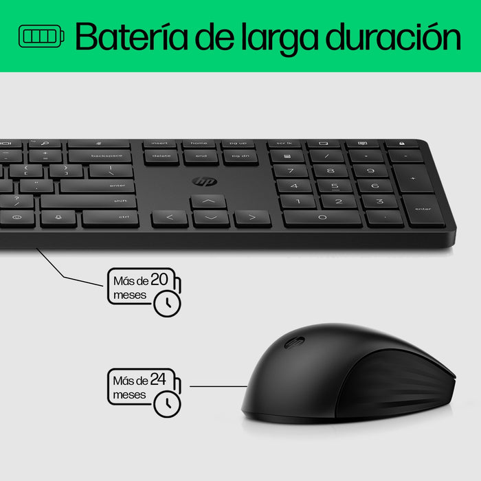 EAN 0196188141069 - HP 650 Wireless Keyboard and Mouse Combo teclado Ratón incluido Hogar RF inalámbrico QWERTY Negro imagen 7