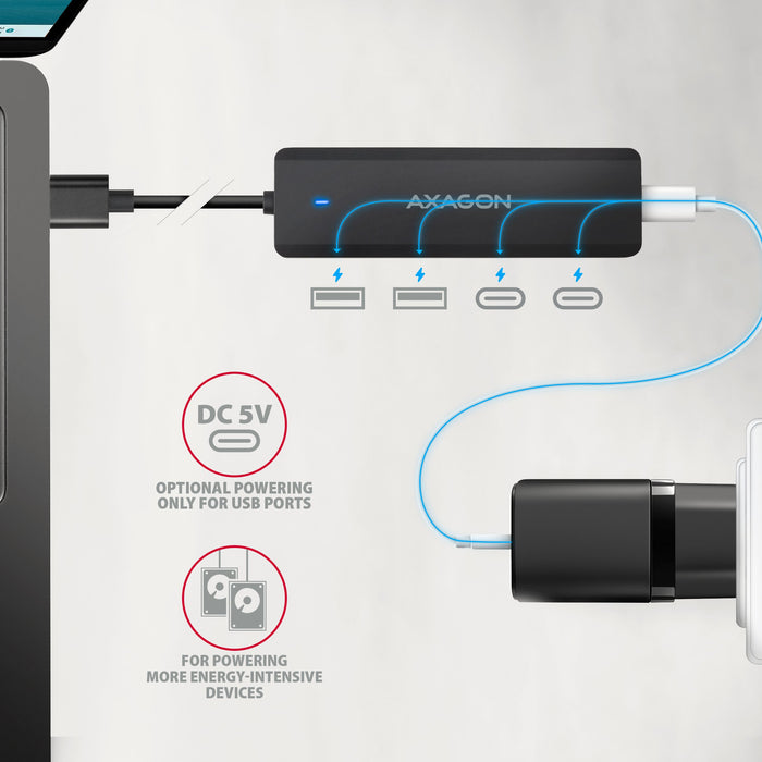 EAN 8595247909497 - Axagon HUE-C2A hub de interfaz USB 3.2 Gen 1 (3.1 Gen 1) Type-A 5000 Mbit/s Negro imagen 3