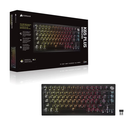 EAN 0840440484530 - Corsair K65 PLUS teclado Juego USB + RF Wireless + Bluetooth QWERTY Inglés de EE. UU. Negro imagen 2