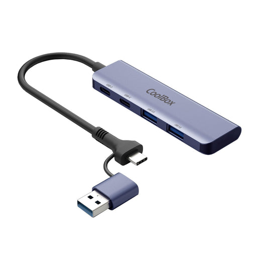 EAN 8436624420252 - CoolBox HUB4 lite USB 3.2 Gen 1 (3.1 Gen 1) Type-A + Type-C 5000 Mbit/s Gris imagen 2