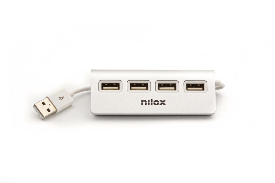 EAN 8436556148453 - Nilox HUB 4 PORTE USB 2.0 ALLUMINIO 480 Mbit/s Gris imagen 1