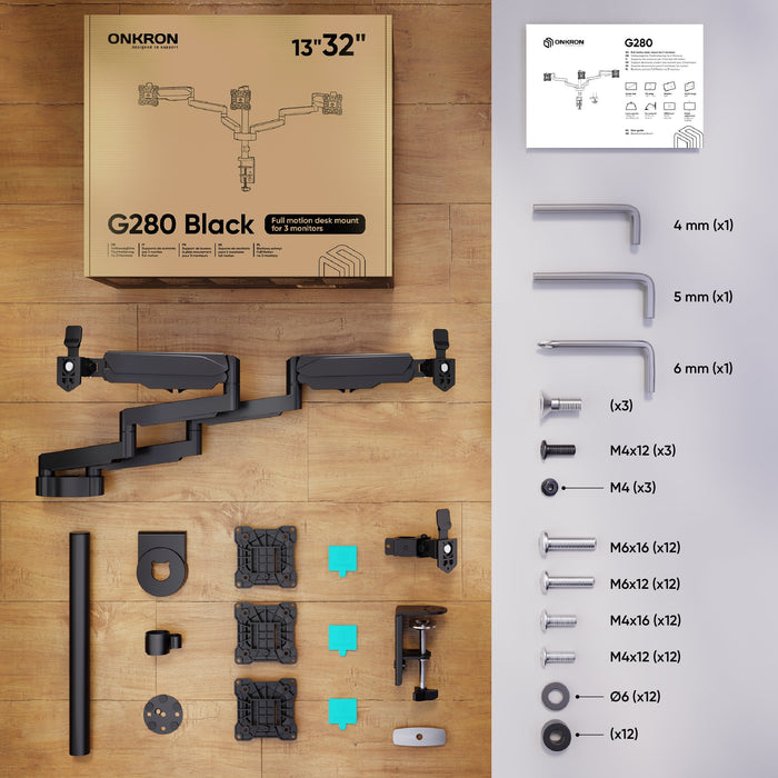EAN 4603728441535 - ONKRON G280-B soporte para monitor 81,3 cm (32") Escritorio Negro imagen 3