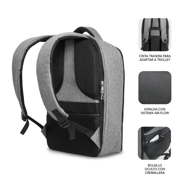 EAN 8436586742133 - SUBBLIM MOCHILA SECURE V2 AP ANTIROBO 16'' GRIS 40,6 cm (16") Negro, Gris imagen 3