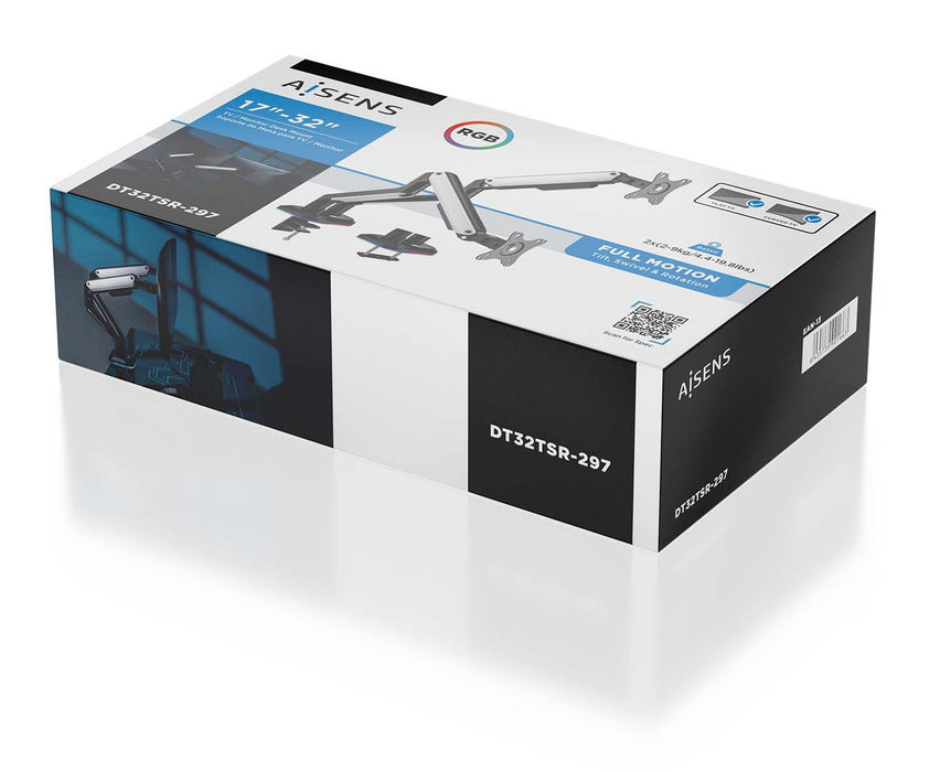 EAN 8435739901663 - AISENS DT32TSR-297 soporte para monitor 81,3 cm (32") Escritorio Negro, Blanco imagen 6