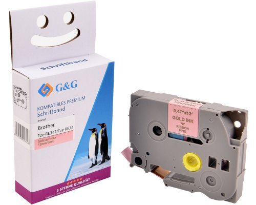 EAN 6941881283325 - G&G 18779 cinta para impresora de etiquetas Oro sobre rosa TZe imagen 1