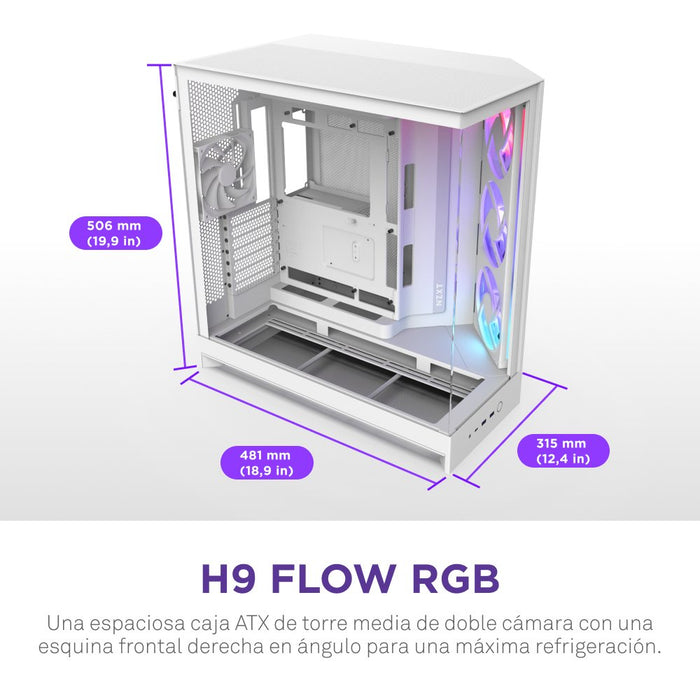 EAN 5056547207650 - NZXT H9 Flow RGB Midi Tower Blanco imagen 2