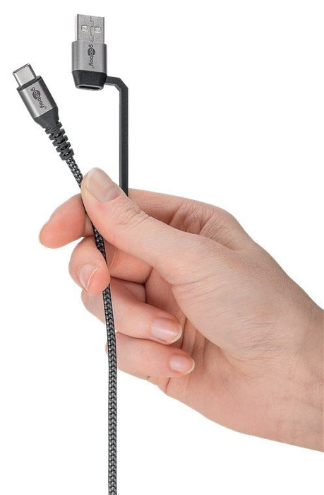 EAN 4040849702785 - Goobay 70277 cable USB USB 2.0 2 m USB C 0,48 Gbit/s 60 W Negro, Gris imagen 2