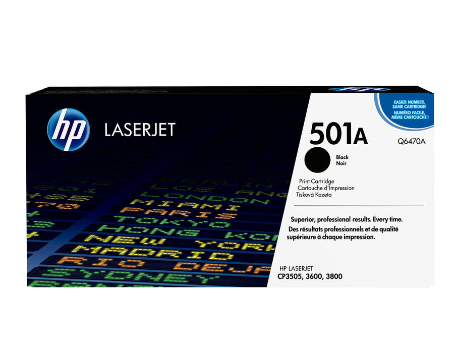 EAN 0829160703084 - HP 501A Black Original LaserJet Toner Cartridge cartucho de tóner 1 pieza(s) imagen 1