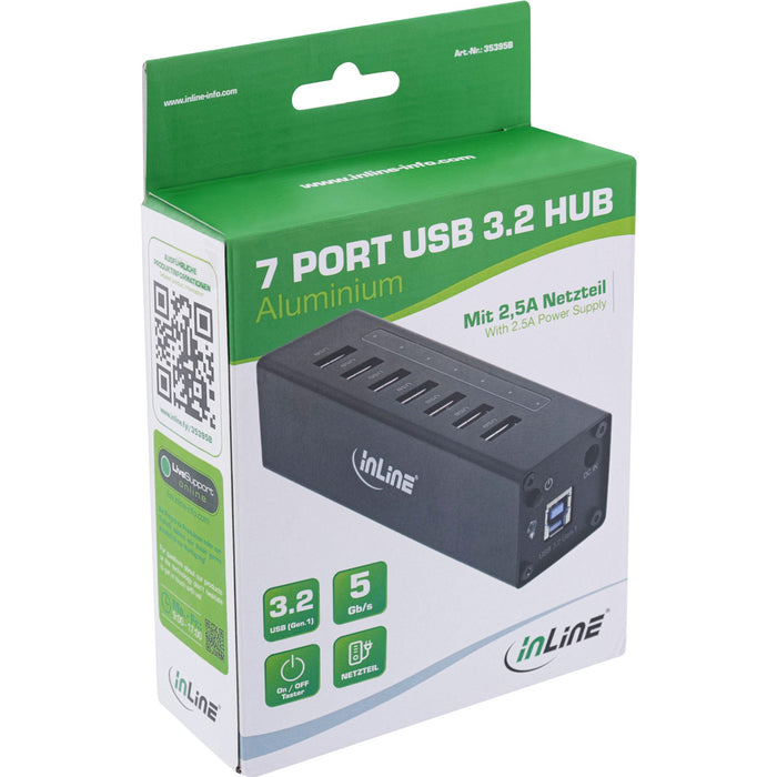 EAN 4043718214402 - InLine 35395B hub de interfaz USB 3.2 Gen 1 (3.1 Gen 1) Type-A 5000 Mbit/s Negro imagen 3