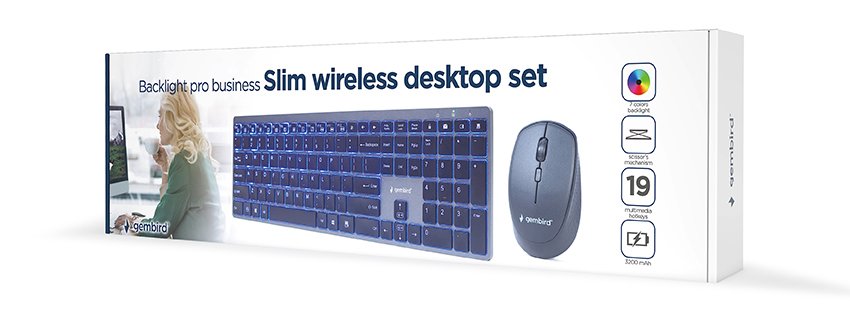 EAN 8716309125024 - Gembird KBS-ECLIPSE-M500-PT teclado Ratón incluido Universal RF inalámbrico QWERTY Portugués Gris imagen 9