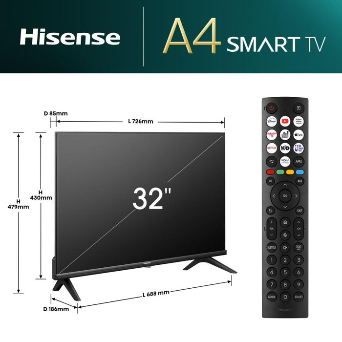 EAN 6942351405629 - Hisense 32A4N 81,3 cm (32") HD Smart TV Wifi Negro 200 cd / m² imagen 2