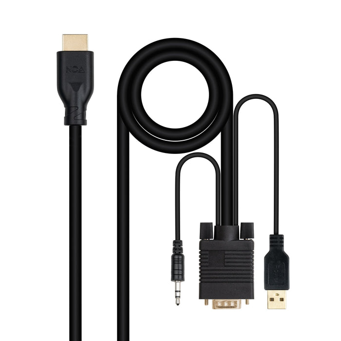 EAN 8433281016378 - Nanocable 10.15.4612 adaptador de cable de vídeo 1,8 m VGA (D-Sub) + 3.5mm + USB Type-A imagen 1