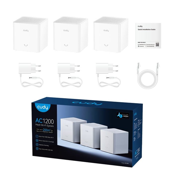 EAN 6971690792770 - Cudy M1200 3-PACK sistema Wi-Fi Mesh (Wi-Fi en malla) Doble banda (2,4 GHz / 5 GHz) Wi-Fi 5 (802.11ac) Bl imagen 2
