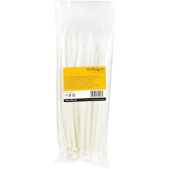 EAN 65030890489 - StarTech.com CBMZTRB10 presilla Brida reutilizable Nylon, Plástico Blanco 100 pieza(s) imagen 6