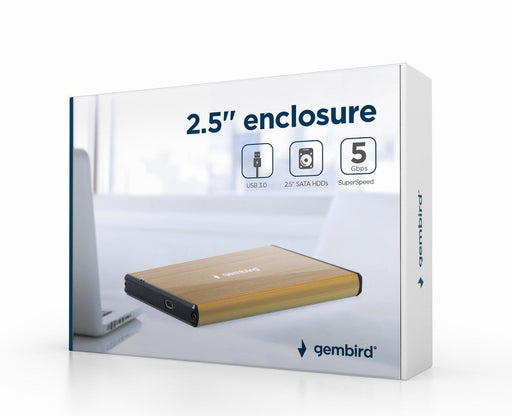 EAN 8716309119801 - Gembird EE2-U3S-3-GL caja para disco duro externo Caja de disco duro (HDD) Oro 2.5" imagen 1