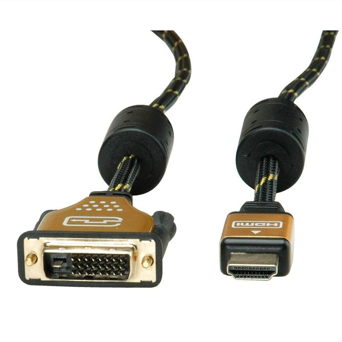 EAN 7611990145751 - ROLINE 11.04.5893 adaptador de cable de vídeo 5 m HDMI DVI Negro, Oro imagen 2