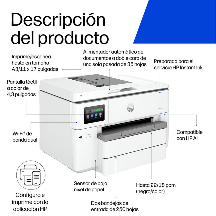 EAN 0196337487932 - HP OfficeJet Pro 9730e WF AiO Printer Inyección de tinta térmica A3 4800 x 1200 DPI 22 ppm Wifi imagen 8