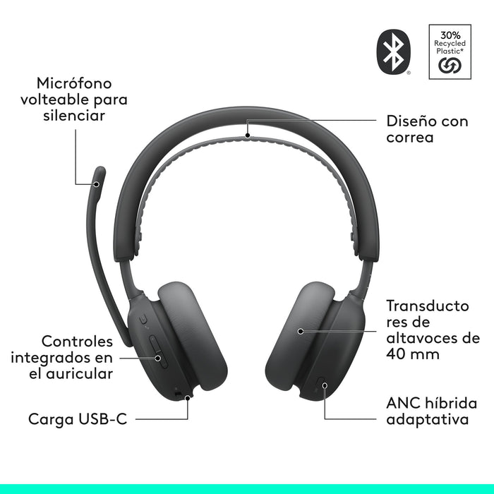 EAN 5099206131125 - Logitech Zone Wireless 2 ES Inalámbrico y alámbrico Diadema Llamadas/Música USB Tipo C Grafito imagen 7