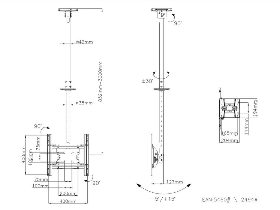 EAN 7350022735460 - Multibrackets 5460 soporte para pantalla de señalización 139,7 cm (55") Negro imagen 12