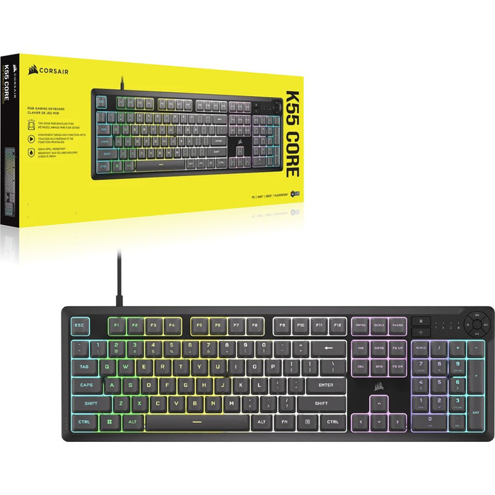 EAN 840006666608 - Corsair K55 CORE RGB teclado Juego USB QWERTY Internacional de EE.UU. Gris imagen 2