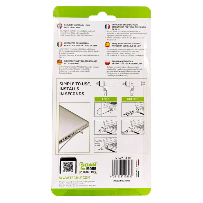 EAN 8051128108262 - Techly IQ-LOK-13-KT cable antirrobo Plata 1,8 m imagen 5