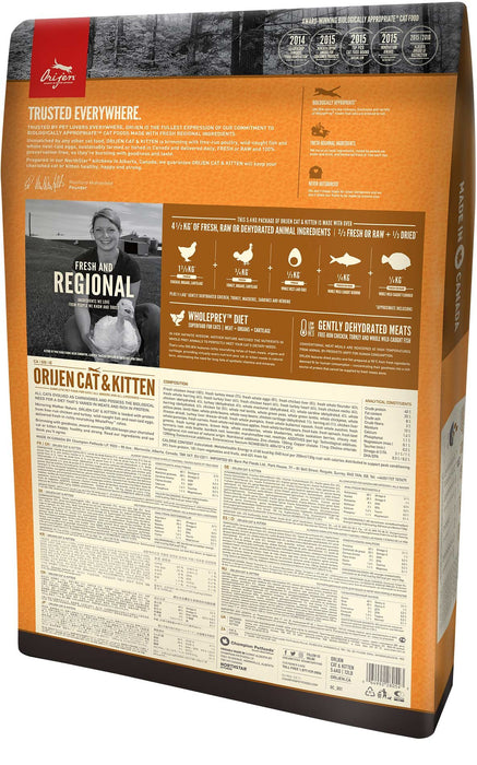 EAN 0064992280345 - Orijen Cat & Kitten alimento seco para gatos 340 g Gatito Pollo, Pescados, Pavo imagen 2