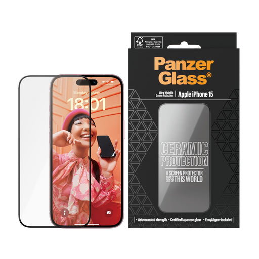 EAN 5711724028373 - PanzerGlass ® Ceramic Protection for iPhone 15 | Ultra-Wide Fit w. EasyAligner Protector de pantalla Appl imagen 2