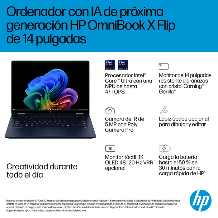 EAN 199251605406 - HP OmniBook X FlipNGAI 14-fm0013ns Copilot+ PC Intel Core Ultra 5 226V Híbrido (2-en-1) 35,6 cm (14") Pant imagen 4