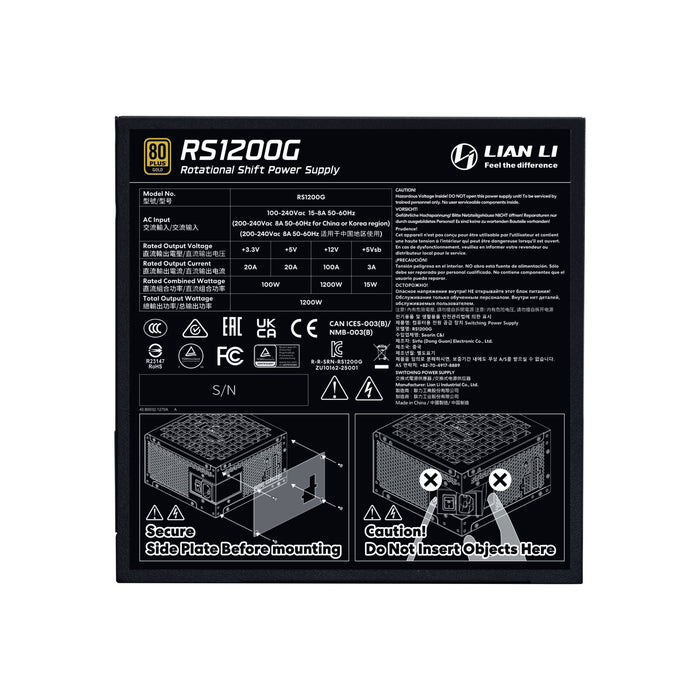 EAN 4718466018663 - Lian Li RS1200G unidad de fuente de alimentación 1200 W 20+4 pin ATX ATX Negro imagen 7