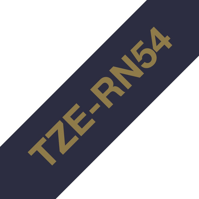EAN 4977766801980 - Brother TZE-RN54 cinta para impresora de etiquetas Oro sobre azul marino imagen 1