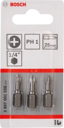 EAN 3165140300346 - Bosch 2 607 001 508 punta de destornillador 3 pieza(s) imagen 2