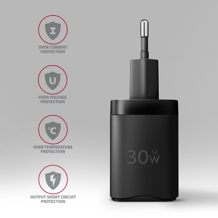 EAN 8595247908315 - Axagon ACU-PD30 kroviklis jungiama tinkl PD 30W, 1x port USB-C, PD3.0/QC3.0/AFC/FCP/Apple Juoda Teléfono  imagen 5