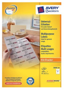 EAN 4004182249550 - Avery 3660-200 etiqueta autoadhesiva Blanco 1600 pieza(s) imagen 1