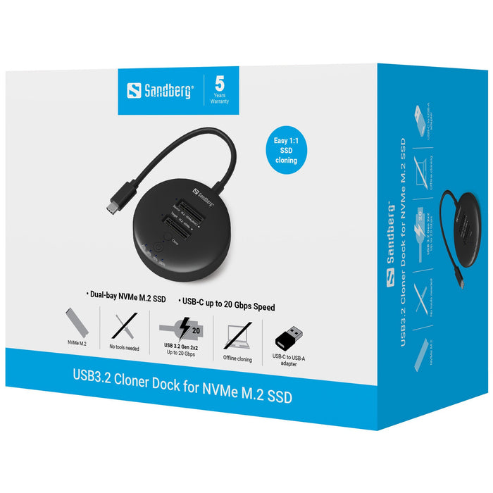 EAN 5705730136726 - Sandberg 136-72 base de conexión para disco duro USB 3.2 Gen 2 (3.1 Gen 1) Type-C Negro imagen 4