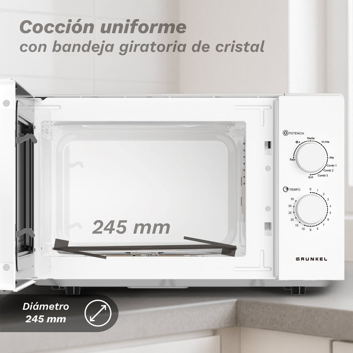 EAN 8426156019161 - Grunkel MWG-25GRILL microondas Blanco, Negro Microondas con grill Encimera 25 L 850 W imagen 5