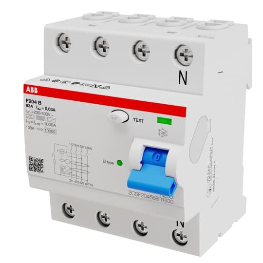 EAN 8012542342151 - ABB F204 B-63/0.03 corta circuito Interruptor diferencial 4 imagen 1