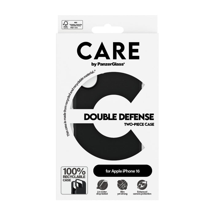 EAN 5715685003950 - PanzerGlass CARE™ by ® Double Defense Case Black iPhone 16 funda para teléfono móvil Negro imagen 3