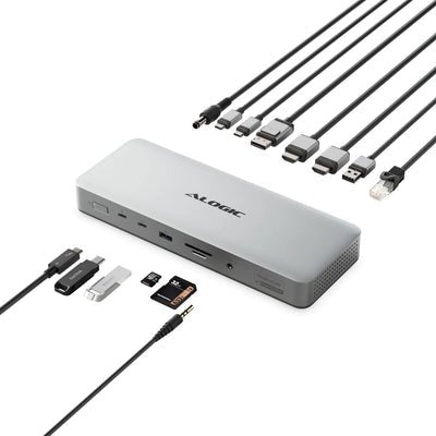 EAN 9350784101211 - ALOGIC TB4DU4 base para portátil y replicador de puertos Alámbrico Thunderbolt Gris, Negro imagen 3