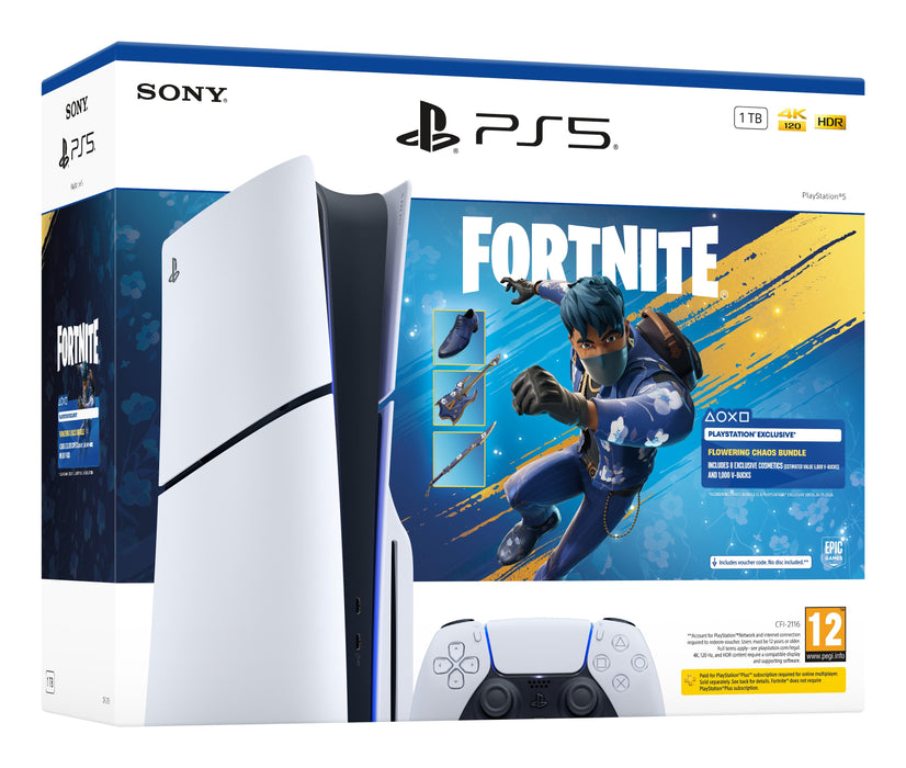 EAN 0711719021711 - Sony PlayStation 5 - Fortnite Flowering Chaos Bundle 1 TB Wifi Negro, Blanco imagen 1