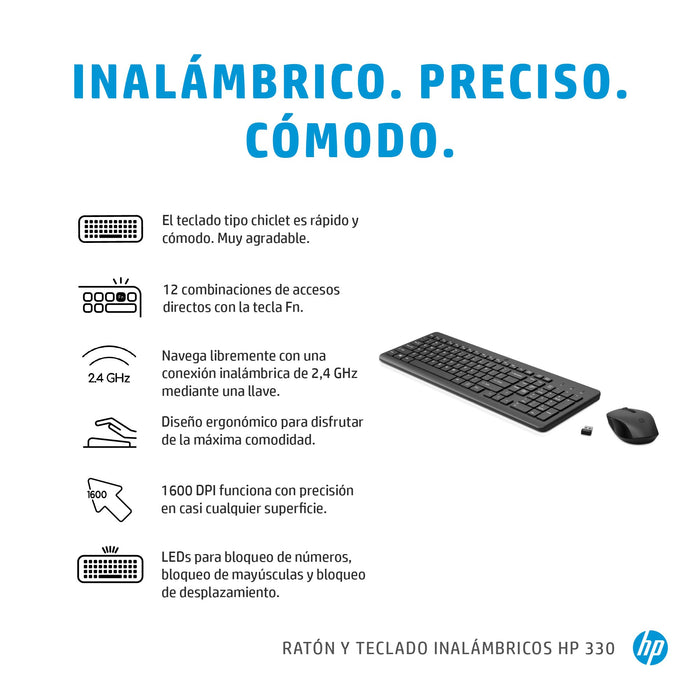 EAN 0197029649010 - HP 300 Wireless Mouse and Keyboard Combination teclado Ratón incluido Universal RF inalámbrico Negro imagen 6