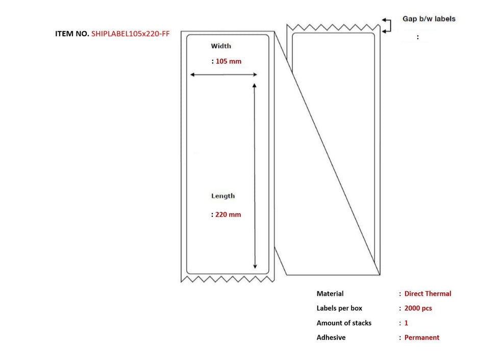 EAN 5715063276822 - Capture SHIPLABEL105X220-FF etiqueta de impresora Blanco imagen 1