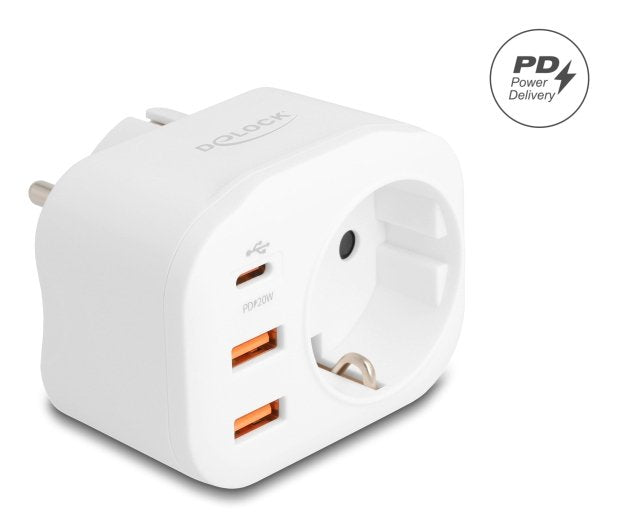 EAN 4043619114986 - DeLOCK 11498 adaptador de enchufe eléctrico Tipo E/F híbrido Tipo F Blanco imagen 1