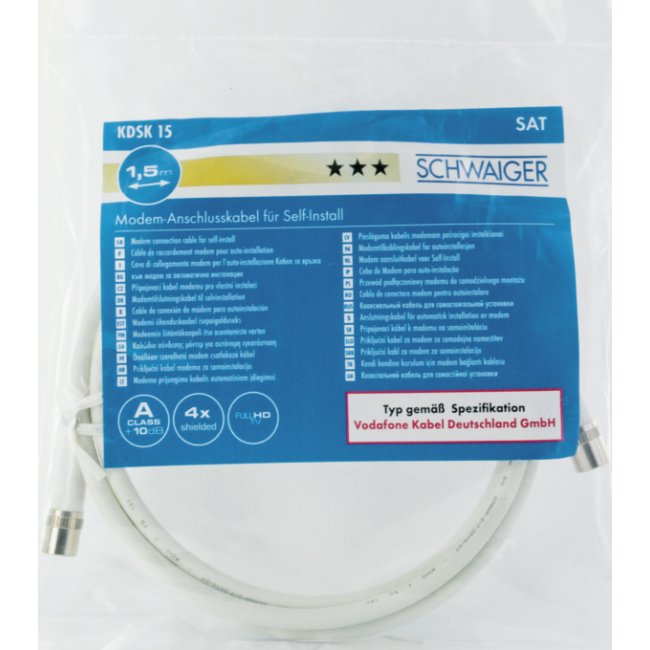 EAN 4004005022056 - Schwaiger KDSK15 042 cable coaxial 1,5 m F Blanco imagen 5