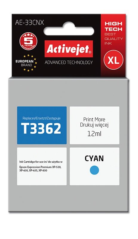 EAN 5901443106739 - Activejet AE-33CNX cartucho de tinta 1 pieza(s) Compatible Alto rendimiento (XL) Cian imagen 1