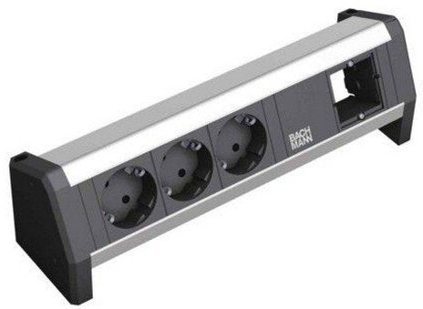 EAN 4016514030439 - Bachmann 3x Schuko 1x GST18 base múltiple 3 salidas AC Negro, Plata imagen 1