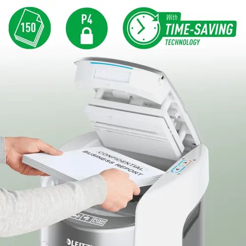 EAN 4002432143153 - Leitz IQ OptiMax Autofeed Home Office 150 P4 triturador de papel Corte cruzado 55 dB 22,5 cm Blanco imagen 2
