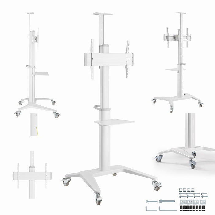 EAN 8716309128995 - Gembird Aluminum TV floor stand with caster wheels, 37\" - 70\", baltas | imagen 9