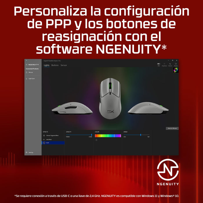 EAN 0198122802432 - HyperX Pulsefire Haste 2 Pro 4k Wireless Gaming Mouse ratón Juego Ambidextro Bluetooth + USB Type-C Óptic imagen 4