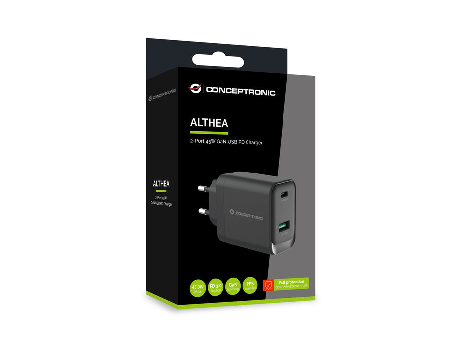EAN 4015867244050 - Conceptronic ALTHEA20B45 cargador de dispositivo móvil Universal Negro Corriente alterna Carga rápida Int imagen 4